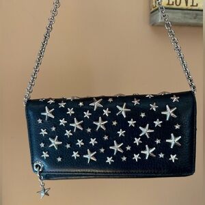 Jimmy Choo Black Star-Studded Wallet on Chain